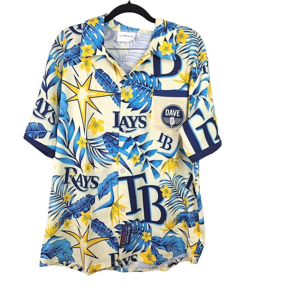 Tampa Bay Rays Match Up Baseball Dave Wills Hawaiian Shirt Med Short Sleeves